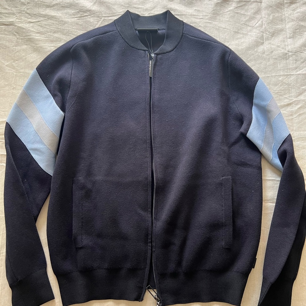 Men's EMPORIO ARMANI Navy Sweater with Light Blue Accents Size M